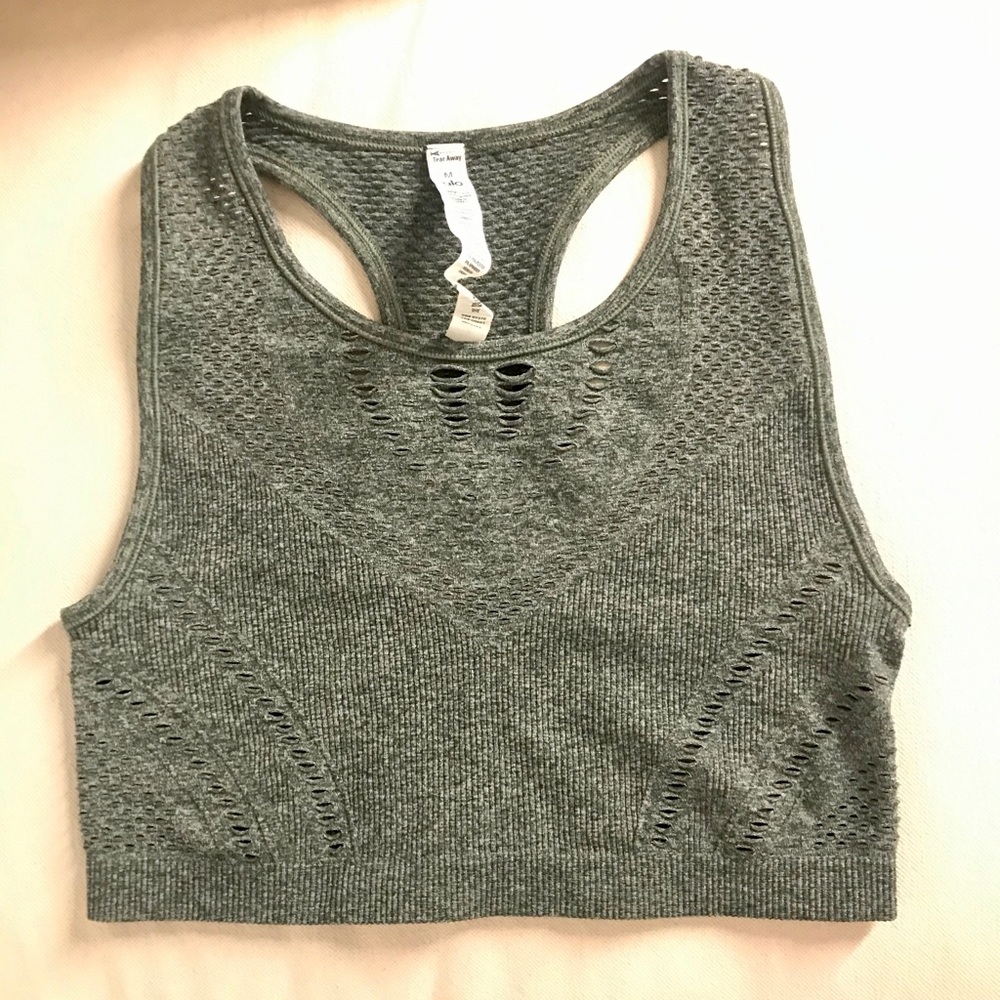 Alo Lark Crop Top Hunter Heather Green, Sz Medium
